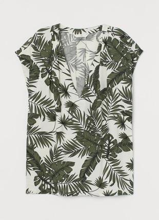 Блуза / майка / топ / блузка / тропический принт футболка / вискоза / v-вырез3 фото