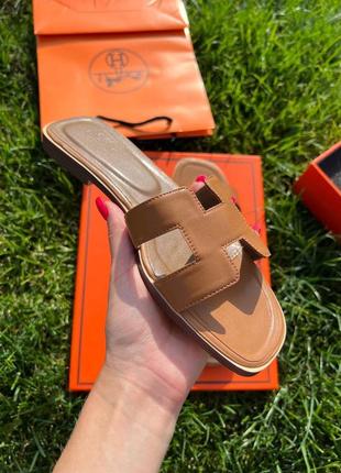 Женские шлепанцы в стиле hermes тапки, кожаные босоножки