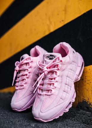 Женские розовые кроссовки найк nike air max 95 pink осенние, демисезон