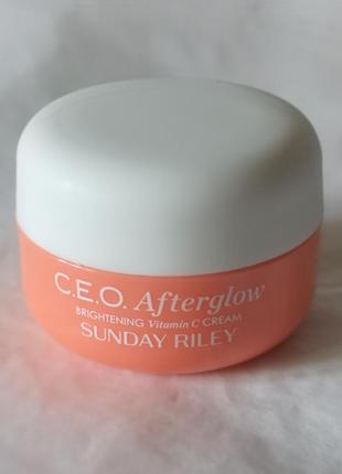 Крем для обличчя освітлювальний sunday riley c.e.o. afterglow brightening vitamin c cream, 8 г.2 фото