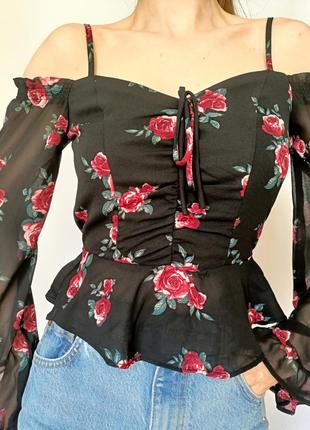 Блуза с розами5 фото
