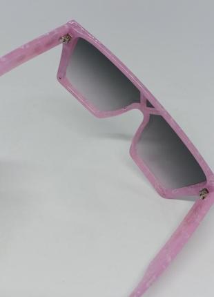 Окуляри в стилі louis vuitton маска жіночі сонцезахисні сірий градієнт в рожевій оправі5 фото