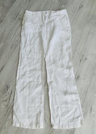 Штани брюки лляні льняні білі палаццо zara h&m6 фото