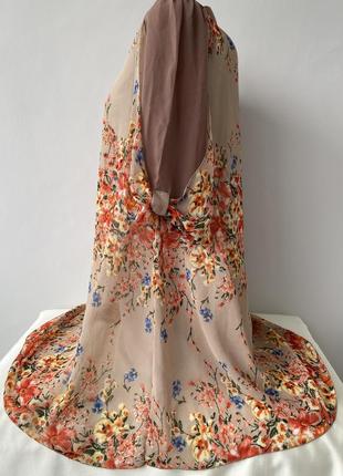 Сукня шифонова у квіти у квітковий принт з рукавами платье шифоновое в цветочный принт в цветы2 фото