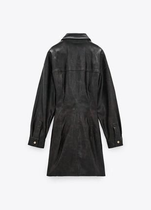 Тренд кожаное платье zara кожаное платье-платье рубашка кожа козырька тренч плащ корсет7 фото