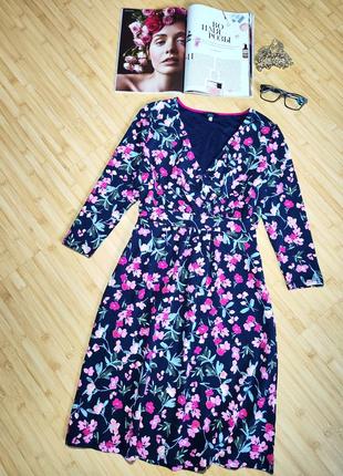 Joules 💐трикотажне коттонове темно-синє плаття з яскравими квіточками,uk 14