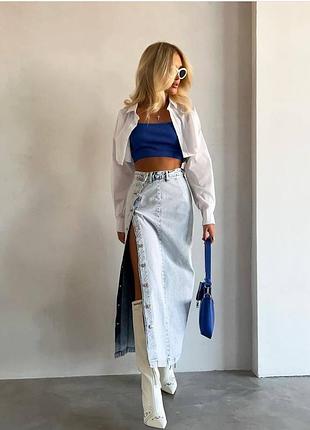 Спідниця джинс на гудзики3 фото