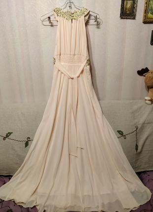 Платье длинное вечернее выпускное с вышивкой (пог 45-48 см) 745 фото