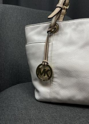 Оригинальная кожаная сумка michael kors jet set zip-top tote8 фото