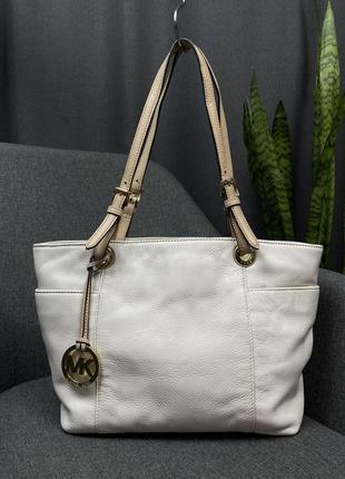 Оригинальная кожаная сумка michael kors jet set zip-top tote9 фото