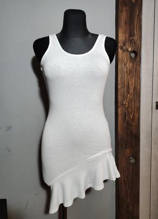 Базове асиметричне плаття asos design платье рубчик майка сарафан рюша9 фото