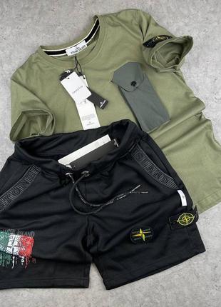 Чоловічий комплект поло + шорти / якісний комплект stone island на літо2 фото