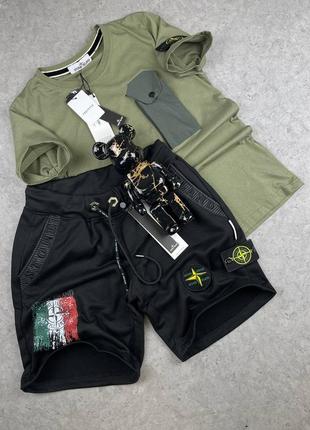 Чоловічий комплект поло + шорти / якісний комплект stone island на літо3 фото