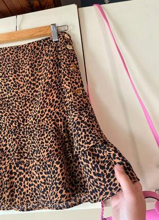 Юбка мини леопард, стильная юбка в мелкий принт2 фото