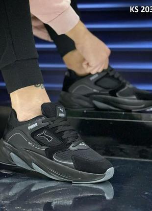 Чоловічі кросівки puma rs-x black пума черные мужские сетка2 фото