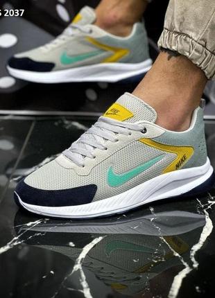 Мужские кроссовки сетка nike zoom light grey найк зум текстильная7 фото