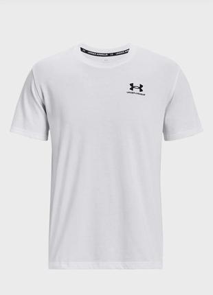 Under armour чоловіча біла футболка ua logo emb heavyweight