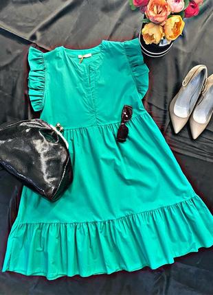 Платье колокольчик зелёное оверсайз для беременных s m ljve италия миди котон хлопок повседневное кежуал однотонное4 фото