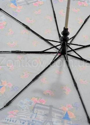 Женский зонтик полуавтомат на 8 карбоновых спиц от фирмы "feeling rain"4 фото