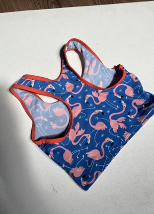 Топ летний верх от купальника с фламинго топ для девочки 6-7р лиф для купания2 фото