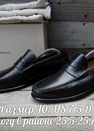 Новые santoni пенни-лоферы италия кожаные мужские туфли черные мокасины
