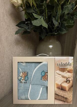 Набор для сауны и бани женский 3 предмета турция на липучке бирюзовый