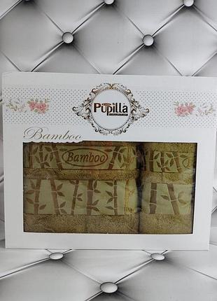 Набор бамбуковых полотенец 2 шт в коробке  pupilla оливковый