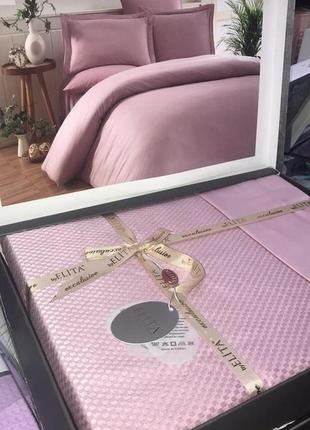 Набор постельного белья сатин жаккард elita exclusive евро размер турция сиреневый