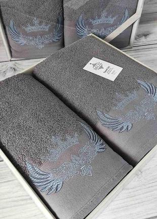 Набір махрових рушників банне та лицьове moz home туреччина сірий