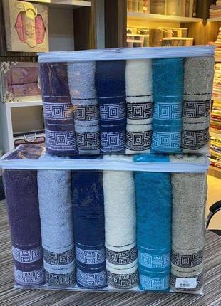 Махровые полотенца для лица в упаковке 6 штук 50 на 90 см турция soft life 02