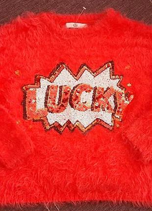 Стильный свитшот-травка с пайетками для девочки m&s.