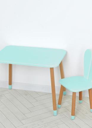 Комплект arinwood зайчик бірюзовий (столик 500×680 + стілець) 04-027b1 фото
