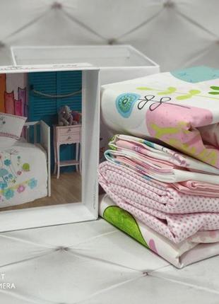 Детское постельное белье  для новорожденных в кроватку хлопок hello baby
