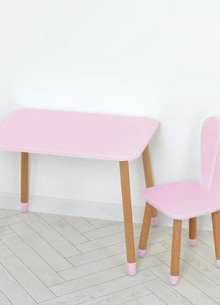 Комплект arinwood зайчик рожевий (столик 500×680 + стілець) 04-027r1 фото