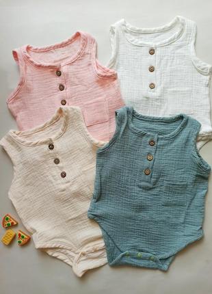 Боді-майки із мусліну, для дітей на зріст: 74-80см