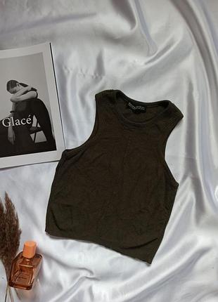 Зелений топ bershka в рубчик