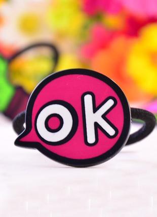 Резинка для волос с лаковой акриловой фигуркой в стиле аниме "ok"