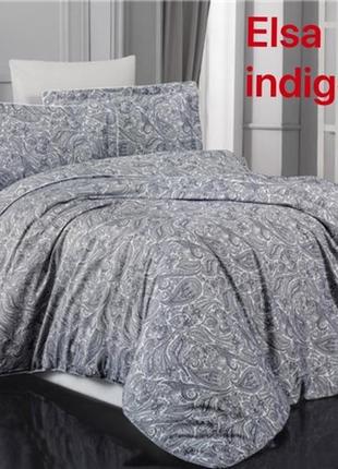 Комплект постельного белья сатин жаккард люкс евро altinbasak elsa indigo