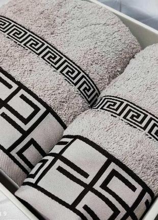 Набір махрових рушників  банне та лицеве belizza туреччина сіро бежевий 034
