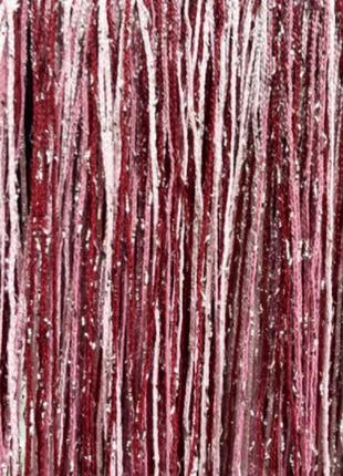 Штори нитки веселка дощ з люрексом 3 на 3 метри білий рожевий червоний