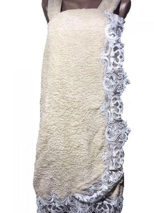 Набор для сауны с вышивкой и кружевом  женский 3 предмета just home песочный3 фото