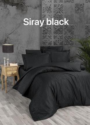 Комплект постельного белья сатин жаккард люкс евро issi home siray black1 фото