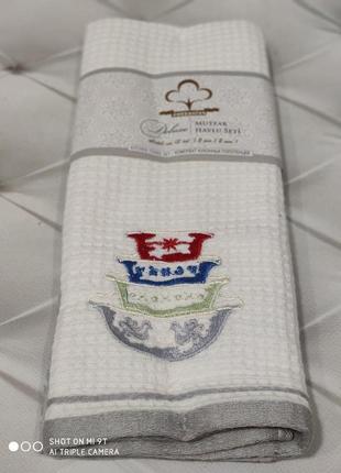 Кухонные махровые полотенца с вышивкой 40 на 60 см 2 штуки ikizler турция1 фото