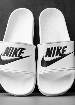 Женские шлепанцы nike benasi white «black logo» 1 / smb