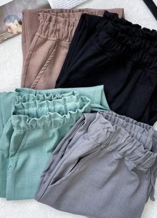Льняные женские брюки серые летние штаны женские на резинке со средней посадкой легкие штаны на лето женские4 фото
