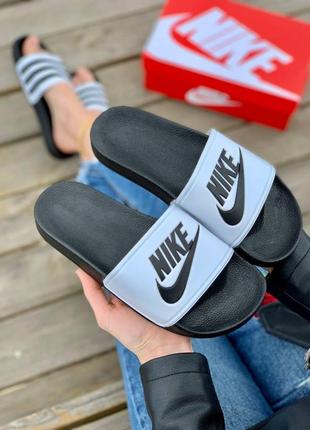 Женские шлепанцы nike slides white black / smb