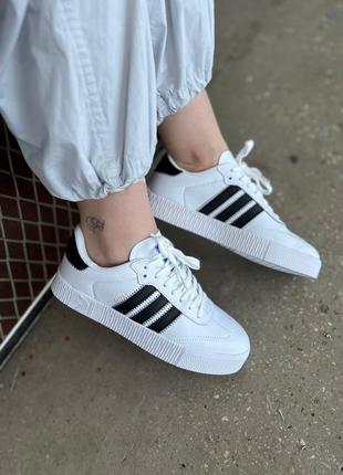 Женские кроссовки adidas samba white black / smb6 фото