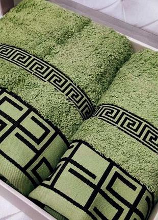 Набір махрових рушників  банне та лицеве belizza туреччина зелений 035