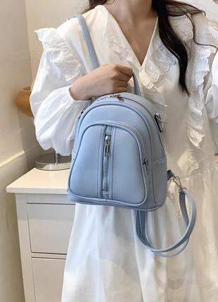 Женский рюкзак - сумка эко-кожа 2000 blue10 фото