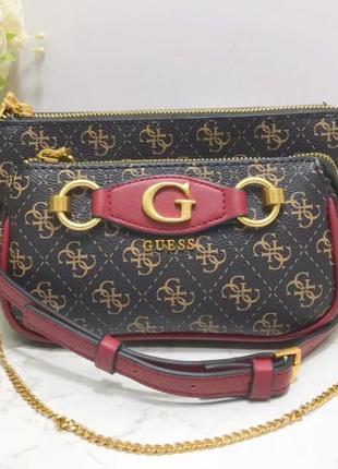 Жіноча сумочка з органайзером на плече guess (865470) коричнева1 фото